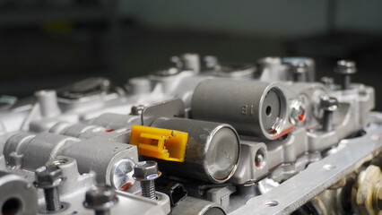Close-ups shot of automobile engine parts