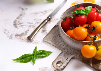 food background with vegetables tomatoes and herbs