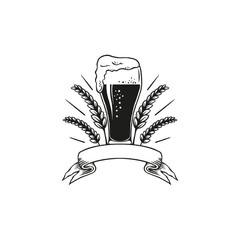 beer glass logo template silhouette illustration