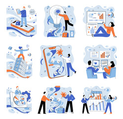Innovation business vector illustration. Innovation, heartbeat echoing through chambers successful business Financial milestones, result intelligently crafted business strategy Project