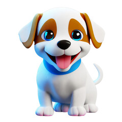 3d illustration of a baby dog smiling3d render cartoon baby dog smiling