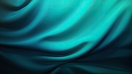 Abstract dark background. Silk satin fabric. teal blue color. Elegant background with space for design. Soft wavy folds. Abstract Background with 3D Wave green blue , Christmas, birthday, anniversary