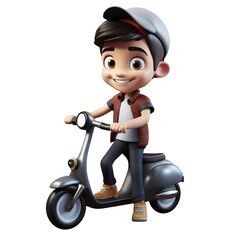 3d illustration of a food delivery men on scooter