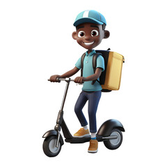 3d illustration of a food delivery men on scooter