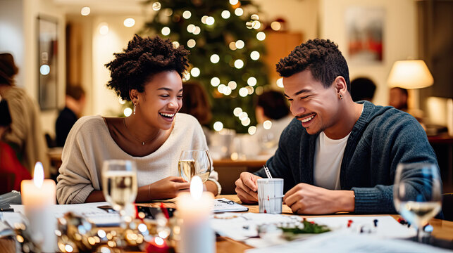 Couple Having Dinner In Restaurant