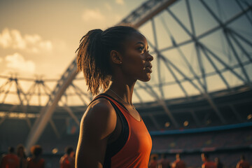 An athlete entenring an olympic Stadium. - obrazy, fototapety, plakaty