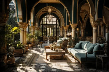 Fotobehang Architecture intérieur luxueux au maroc, hôtel, restaurant, riad. Luxurious interior architecture in Morocco, hotel, restaurant, riad. © Jerome Mettling