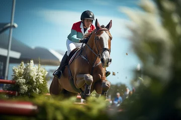 Küchenrückwand glas motiv horse and rider competition © Rieth