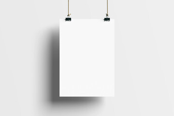 3d realistic poster mockup in white background
