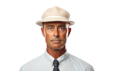 Clean Shave Male Cricket Umpire With Hat Isolated on a Transparent Background PNG. - obrazy, fototapety, plakaty