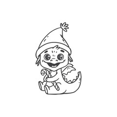 Cute cartoon dragon with Santa Hat 2024, Happy Chinese new year. Doodle style. Vector illustration
