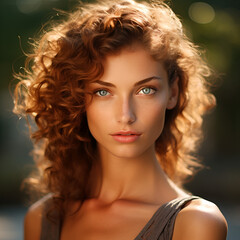 Fototapeta premium A photography of an attractive, beautiful woman, a supermodel with light blue eyes