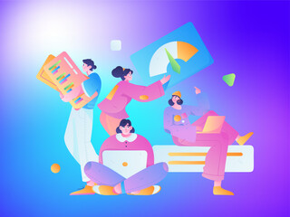 Business People Flat Vector Concept Operation Hand Drawn Illustration
