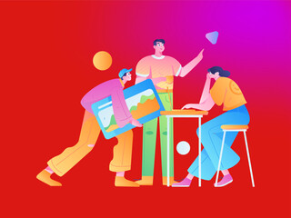 Business People Flat Vector Concept Operation Hand Drawn Illustration
