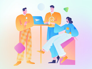 Business People Flat Vector Concept Operation Hand Drawn Illustration
