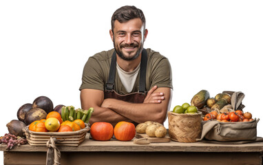 Street Vendor With Some Fruits Isolated on a Transparent Background PNG. - obrazy, fototapety, plakaty