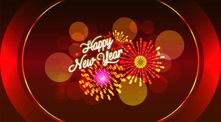 Happy New Year, fireworks background with space for text. illustration vector.