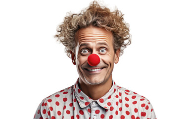 Funny Face Man With Red Nose Isolated on a Transparent Background PNG. - obrazy, fototapety, plakaty