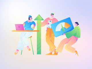 Business People Flat Vector Concept Operation Hand Drawn Illustration
