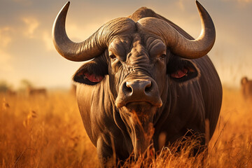 African buffalo in savanna, National Reserve created with Generative Ai