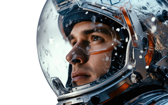 Brave Man In Space Suit Isolated on a Transparent Background PNG.