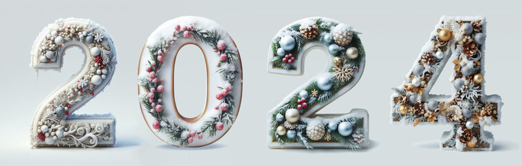 2024 Celebration, christmas background. New Year decoration holiday numbers.