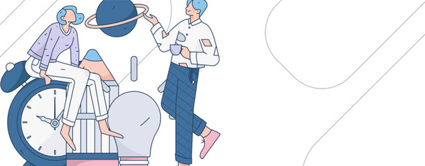 Business People Flat Vector Concept Operation Hand Drawn Illustration
