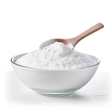 Professional food photography of Baking soda, isolated on white background,  Baking soda isolated on white background