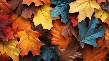  scenery multicoloroed bright vibrant  first fallen dry leaves