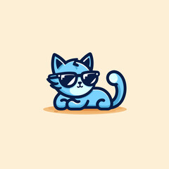 illustration of a cool cute cat logo