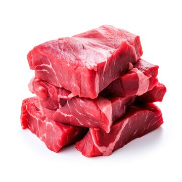 Professional food photography of Buffalo meat, isolated on white background,  Buffalo meat isolated on white background
