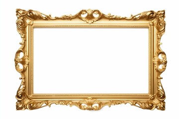 Classic Golden Decorative Frame on a White Background. Generative ai