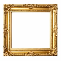 Classic Golden Decorative Frame on a White Background. Generative ai