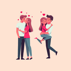 A couple in love valentine's day special flat vector illustration