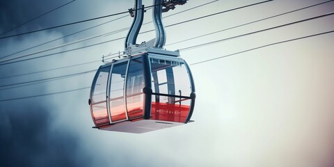Cable Car Journey Above the City. Generative ai