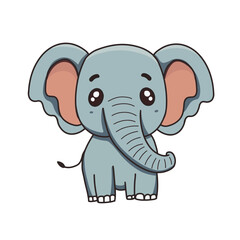 Obraz na płótnie Canvas Cute elephant wild safari african animals for kids, children clipart, vector illustration
