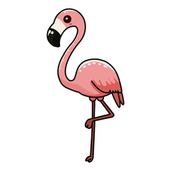 Cute flamingo wild safari african animals for kids, children clipart, vector illustration