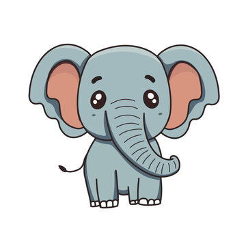 Cute elephant wild safari african animals for kids, children clipart, vector illustration
