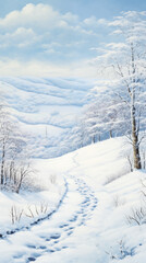 Fototapeta premium Snow covered trees. AI generated art illustration.