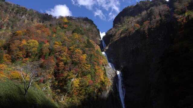 World-class waterfalls called “Shomyo Falls” run down the drop of 350 meters and flow 3 tons of water every second in the Northern Japanese Alps.