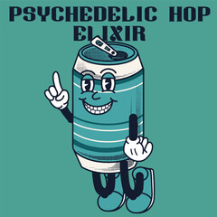 Beer Character Design With Slogan Psychedelic hop elixir