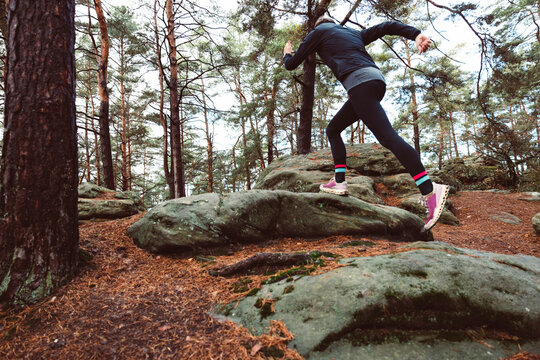 Trailrunning Woman Backcountry Forest Run