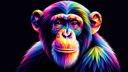 Colorful Polygonal Chimpanzee. Type I - Generated by AI