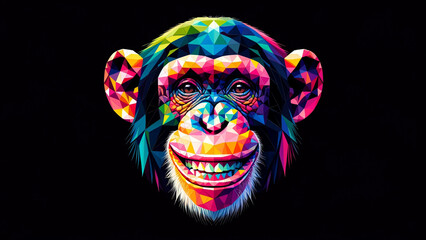 Colorful Polygonal Chimpanzee. Type K - Generated by AI