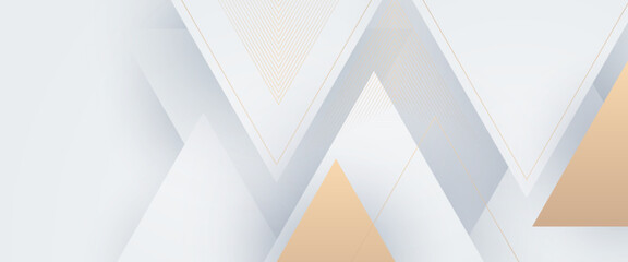 White gold geometric abstract background overlap layer on bright space with lines effect decoration. Modern graphic design element geometric style concept for banner, flyer, card, cover, or brochure