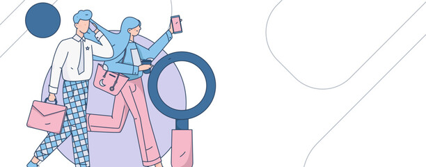 Business People Flat Vector Concept Operation Hand Drawn Illustration
