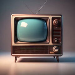 A vintage TV on a white background, evoking a nostalgic feel with its isolated, vintage charm