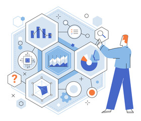 Business intelligence. Vector illustration Infographics simplify complex information for easy comprehension Research provides valuable insights into consumer preferences People are driving force - obrazy, fototapety, plakaty