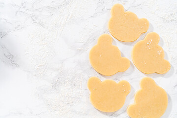 Panda shaped shortbread cookies with chocolate icing