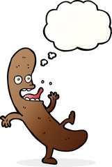 cartoon sausage with thought bubble